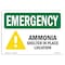 Signmission OSHA EMERGENCY, 7" Height, 10" Width, Decal, 10" W, 7" H, Landscape, Ammonia Shelter In OS-EM-D-710-L-10296 - alternate 1